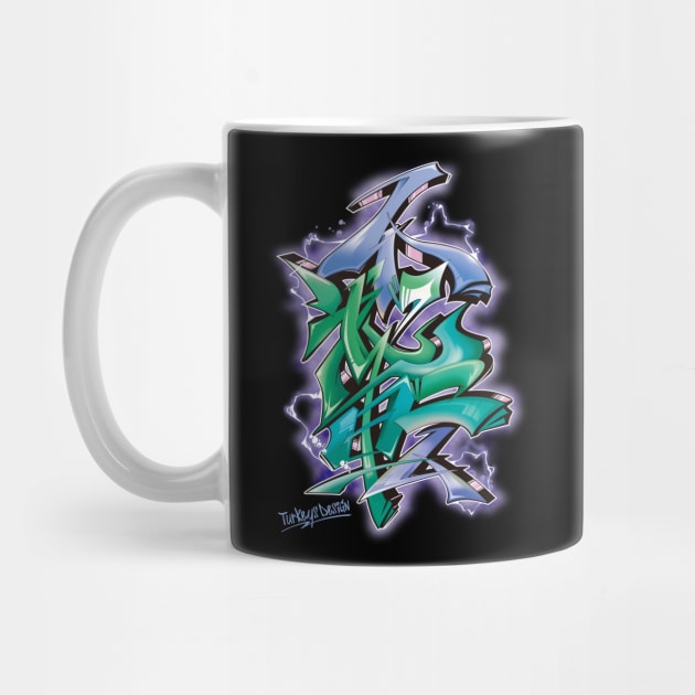 Japanese KANJI Graffiti Futaiten (BlueGreen) by TurkeysDesign